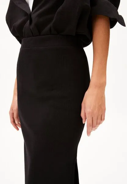 ARMEDANGELS ARMEDANGELS AZITAA RIB Damen Ripp-Jerseyrock aus Bio-Baumwoll Mix, Black, – Produktbild 3 von 4