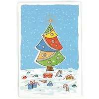 El Puente El Puente Weihnachtskarte "Weihnachtsbaum mit Geschenken" | Fair Trade & Handmade aus Indien – Produktbild 1 von 1