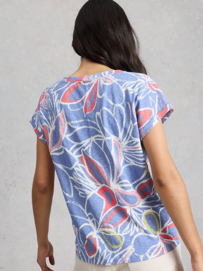 White Stuff T-Shirt Nelly mit Keilausschnitt - 48, Blaugrün print, – Produktbild 4 von 4