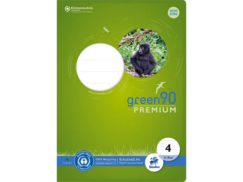 Staufen Staufen Schulheft "green" DIN A4, 90g/m², Lin. 4, 16 Blatt – Produktbild 2 von 3