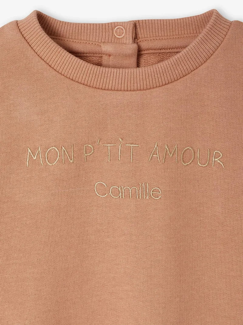 Vertbaudet Baby Sweatshirt mit Rüschen personalisierbar pekannuss, Pekannuss, – Produktbild 3 von 4