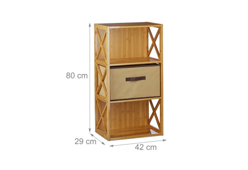 RELAXDAYS RELAXDAYS Standregal Regal Bambus mit Korb, 3, Braun, – Produktbild 4 von 5