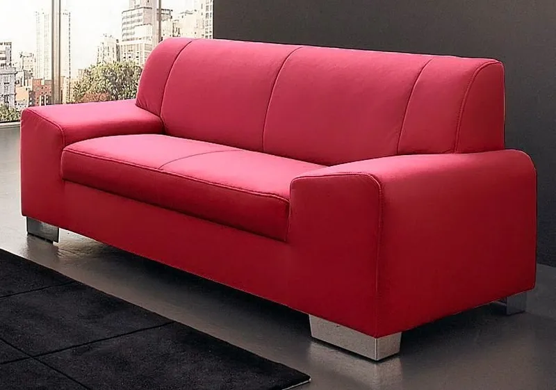 DOMO collection 2-Sitzer Alisson kubische Formensprache mit abgerundeten Details, Breite 164cm, fester Sitzkomfort, Rot, – Produktbild 2 von 3