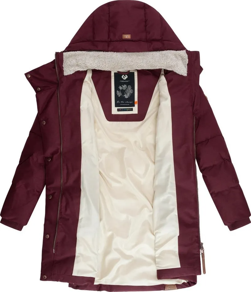 ragwear ragwear Wintermantel Pavla stylischer Winterparka mit Teddyfutter und Kapuze, Rot, – Produktbild 1 von 4
