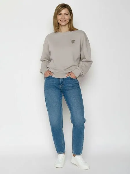 GreenBomb GREENBOMB Shamrock Core - Lässiges Sweatshirt aus Bio-Baumwolle / hochwertiger Print / GOTS / Fair & Vegan, Grau (sandstone), – Produktbild 3 von 3