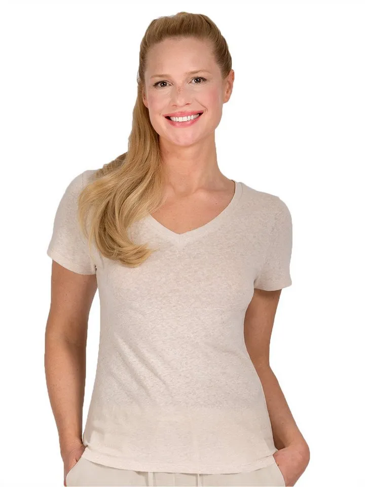 Magadi Magadi Yogashirt Celine mit Leinen, Beige, – Produktbild 1 von 4