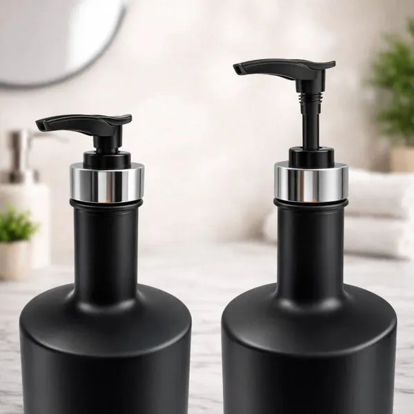 mikken mikken Pumpspender schwarz 200ml | 350 ml | 500 ml widerverwendbarer Seifenspender aus Glas matt schwarz – Produktbild 3 von 4