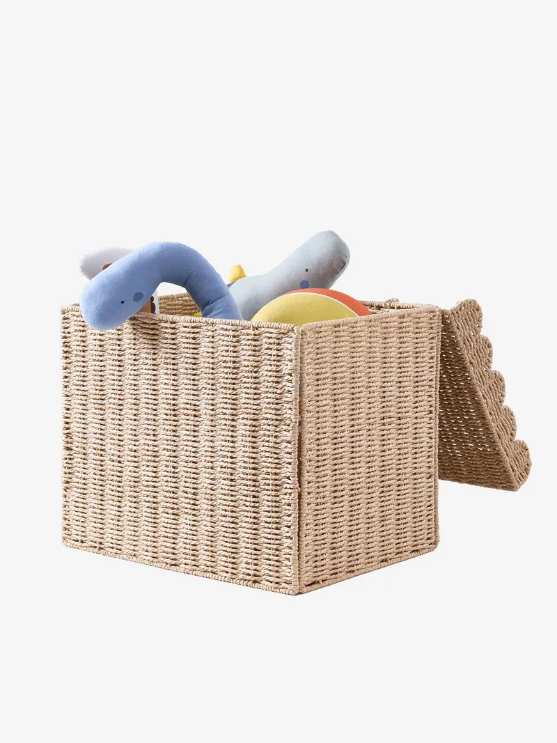 Vertbaudet Aufbewahrungstruhe FESTON mit Deckel Papierkordel Kinderzimmer, Braunbeige, – Produktbild 4 von 4