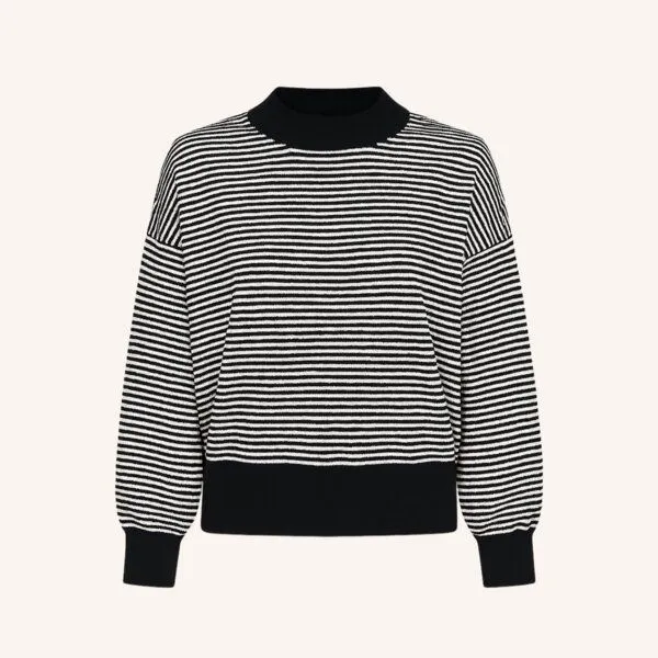 NORDLICHT NORDLICHT Feinstrick Pullover aus 100% Bio-Baumwolle TARJA, Marineblau/weiß, – Produktbild 2 von 4