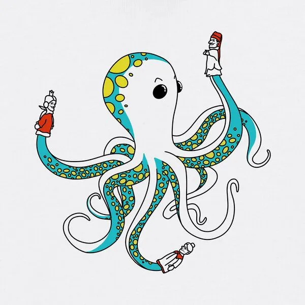 Spangeltangel Spangeltangel Kinder-T-Shirt "Oktopus", bedruckt, Biobaumwolle, Weiß, – Produktbild 4 von 5