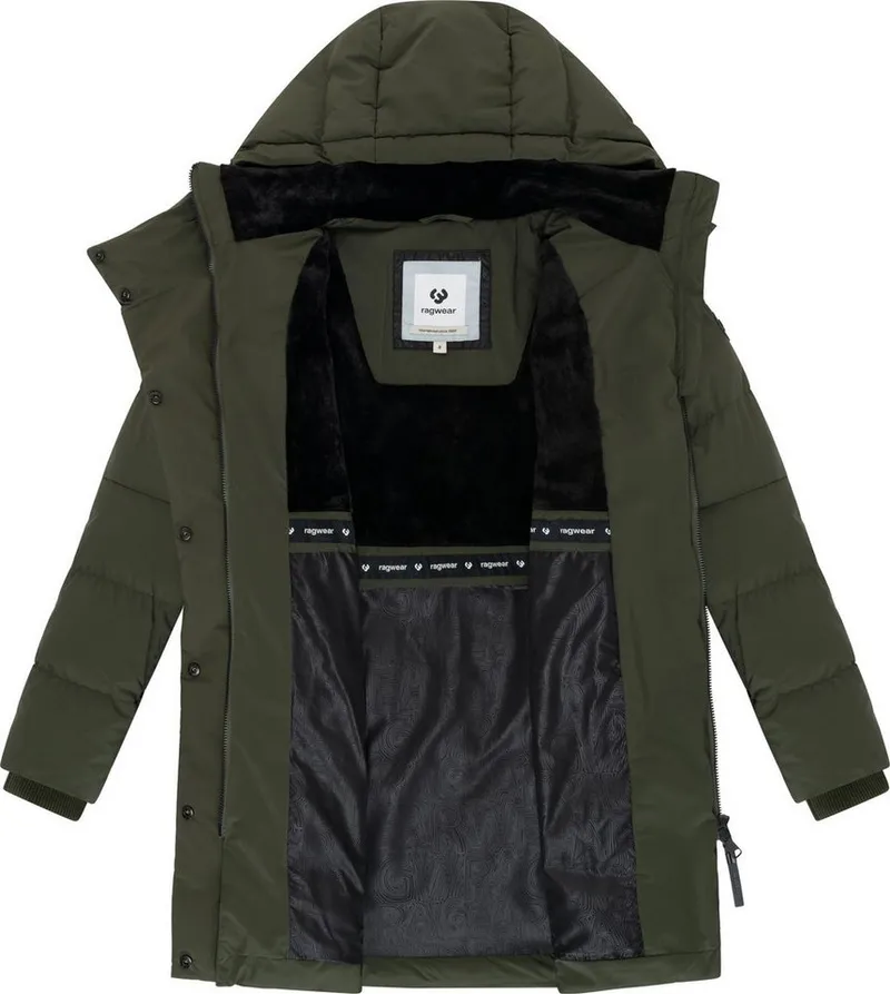 ragwear ragwear Wintermantel Pavla Soft YOUMODO Wasserdichter Steppmantel mit Fleecekragen, Grün, – Produktbild 1 von 3