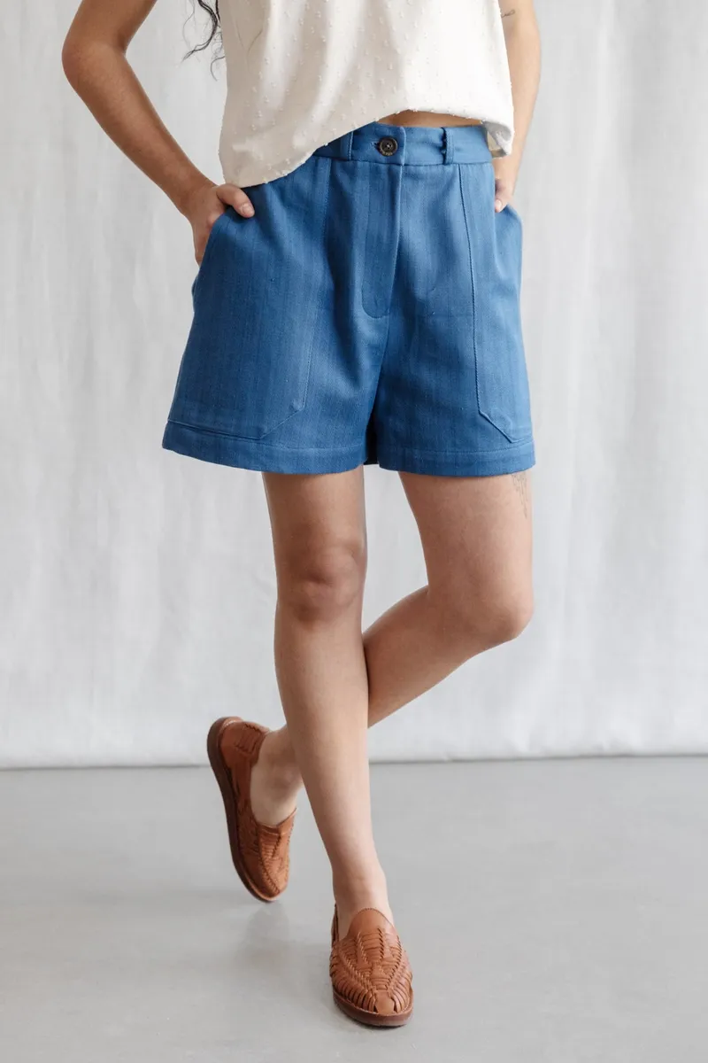 Jyoti - Fair Works Jyoti - Fair Works Damen vegan Shorts Denim Kusuma Blau, Dunkelblau, – Produktbild 2 von 2