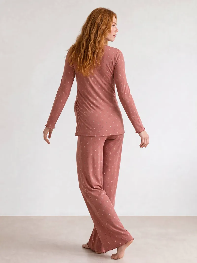 Vertbaudet Vertbaudet Umstands-Schlafanzug aus Shirt & Hose, Rosenholz, – Produktbild 4 von 4