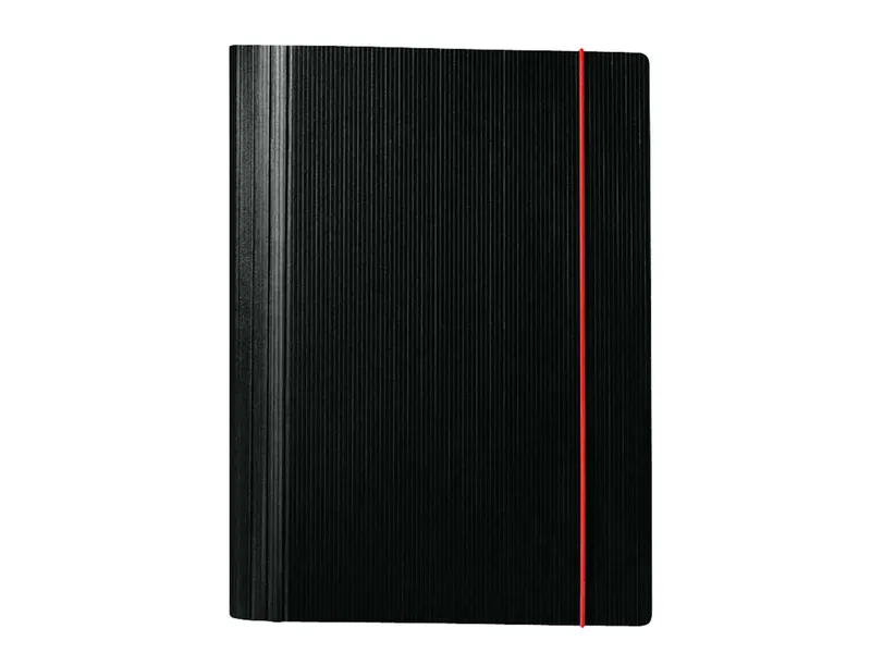 Memo Tagungsmappe A5 schwarz, mit Blockklemme und Verschlussgummi rot – Produktbild 1 von 1