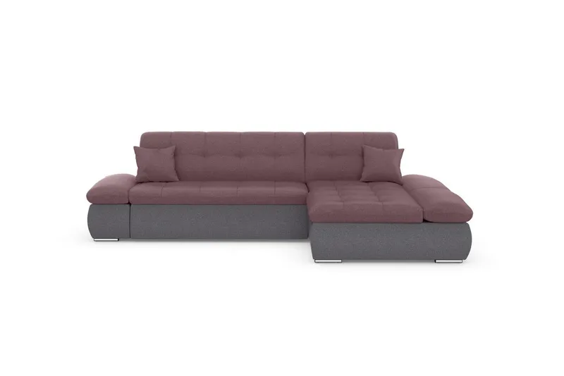DOMO collection Ecksofa MORIC 300x172 cm, XXL-Sofa mit viel Platz, L-Form, auch in Cord, wahlweise mit Bettfunktion und Armteilverstellung, grau-beere, Grau, – Produktbild 2 von 5