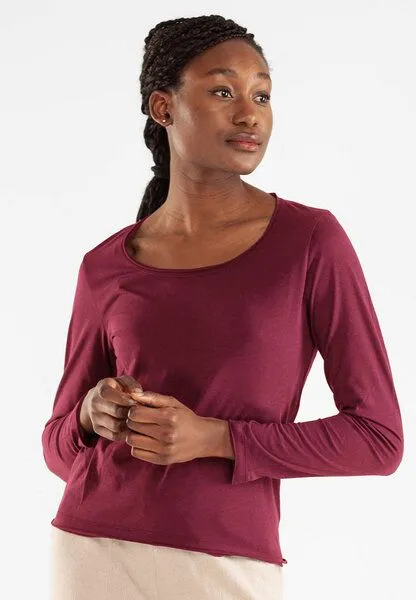 Alma & Lovis Alma & Lovis Smartes Langarmshirt aus Bio-Baumwolle | Smart Shirt, Berry (dunkelrot), – Produktbild 1 von 3