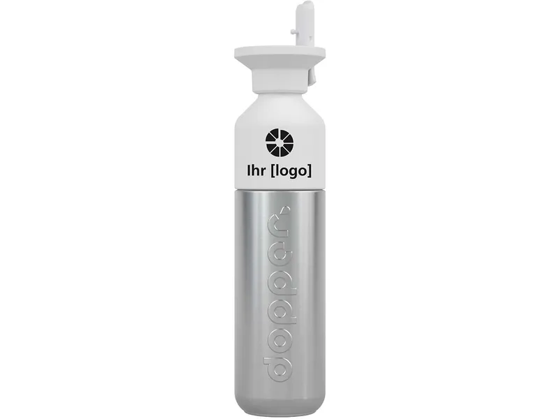 Dopper Dopper Trinkflasche "Solid Steel" 490 ml inkl. 1-farbigem Aufdruck, silver mit Flip Straw – Produktbild 1 von 1