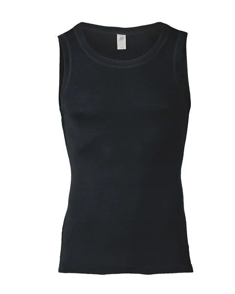 Engel Engel Natur Herren Achselshirt Schurwolle Seide, Schwarz, – Produktbild 1 von 3