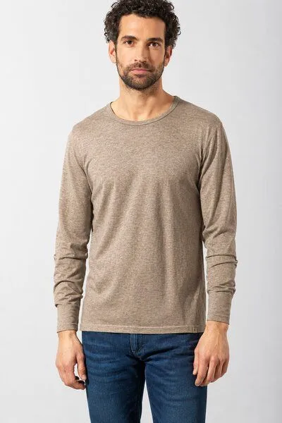 HempAge Hempage Herren Langarmshirt mit Yakwolle/Hanf/Bio-Baumwolle, Grit (braun), – Produktbild 2 von 4