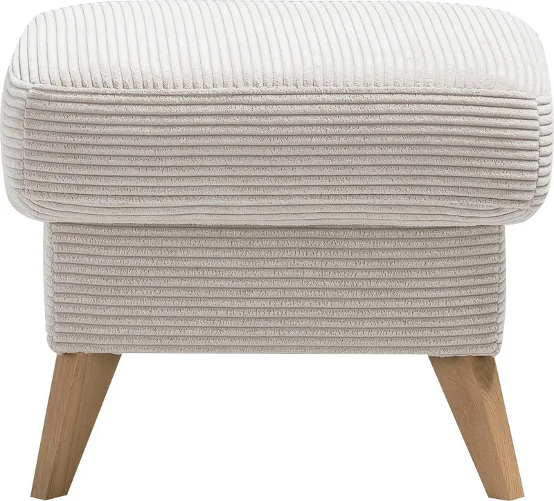exxpo - sofa fashion Hocker Samso, kompakte und bequeme Sitzgelegenheit in aktuellem Cord Bezug, Beige, – Produktbild 1 von 5