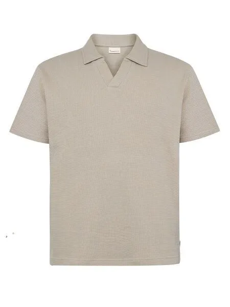 KnowledgeCotton Apparel KnowledgeCotton Apparel Lockeres Poloshirt mit Waffelstruktur aus Bio-Baumwolle, Beige-light-feather-gray, – Produktbild 1 von 2