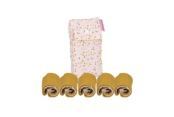 NoWaste Wrapping NoWaste Wrapping Stofftaschentücher aus Stoff 5er SET inkl. Tasche, Punkte rosa, – Produktbild 1 von 1