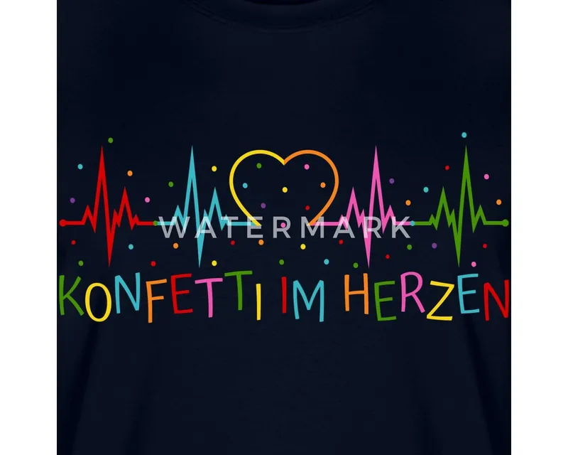 Spreadshirt T-Shirt Konfetti im Herzen Herzschlag Herz EKG Karneval Relaxed Fit Unisex T-S (1-tlg) Locker geschnittenes Unisex T-Shirt mit eingesetzten Ärmeln, Blau, – Produktbild 2 von 4