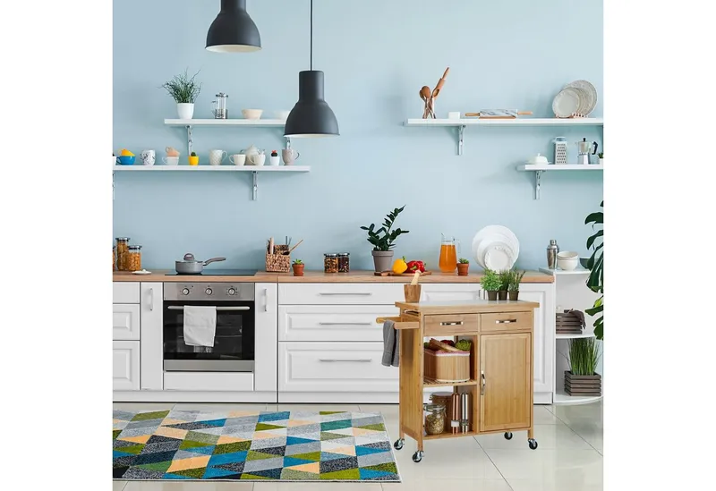 RELAXDAYS RELAXDAYS Küchenwagen mit Marmorplatte, Braun|grau|silberfarben, – Produktbild 2 von 5