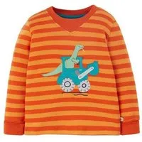 Frugi Frugi Langarm-Shirt Dino/Traktor in orange gestreift Easy on Top – Produktbild 1 von 1