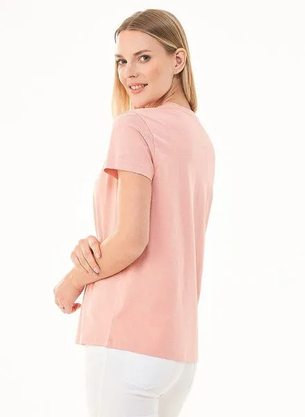 ORGANICATION ORGANICATION T-Shirt aus Bio-Baumwolle mit Solar-Stickerei, Pink(salmon pink), – Produktbild 4 von 4