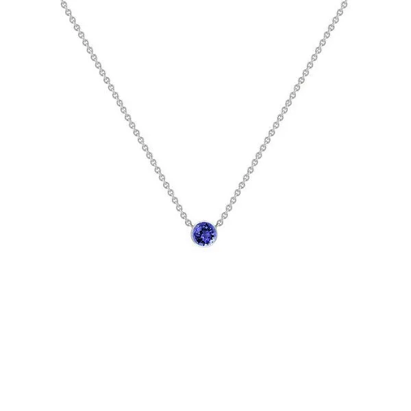 Eppi Eppi Silberne minimalistische Kette mit einem Tansanit Glosie, Weiss, – Produktbild 1 von 4