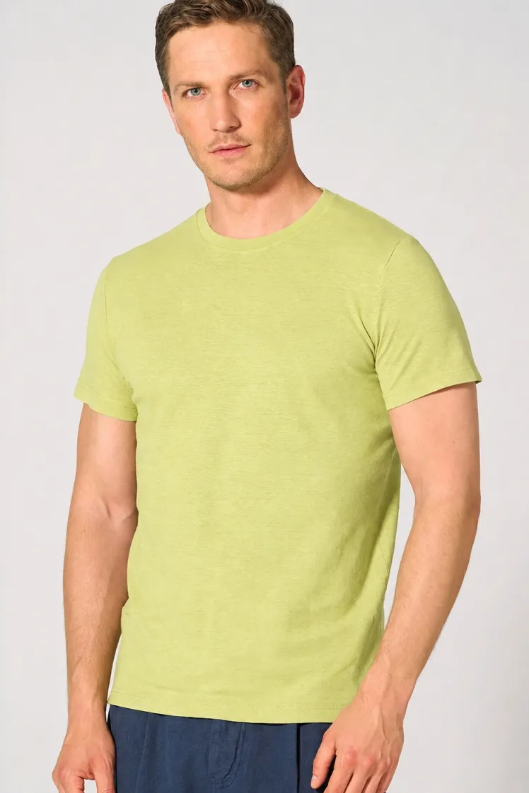 HempAge Hempage Herren vegan T-Shirt Slim Fit Lindgrün, Grün, – Produktbild 2 von 2
