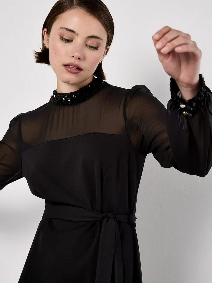 Apricot Apricot Partykleid Minikleid (2-tlg., mit Bindeband) mit Bindeband, Schwarz, – Produktbild 3 von 3
