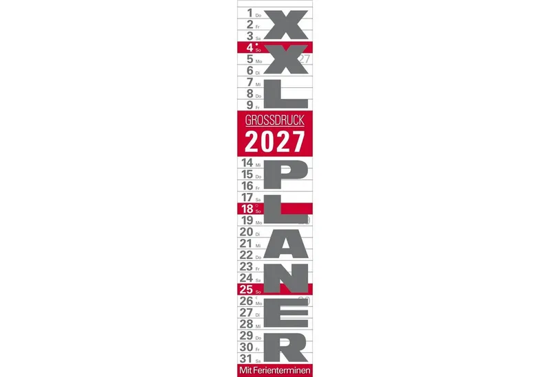 Korsch Verlag Wandkalender XXL Planer Großdruck rot 2027 – Produktbild 1 von 3