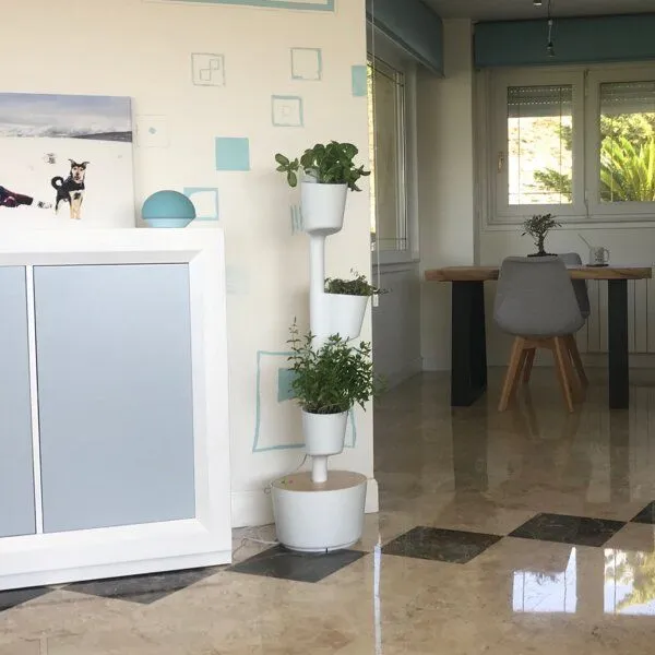 CitySens CitySens Vertikaler Blumentopf mit manueller Bewässerung 3 Blumentöpfe, Weiss, – Produktbild 3 von 4