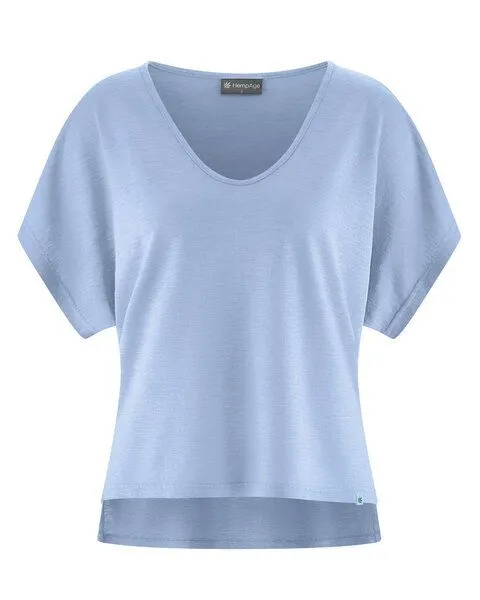 HempAge HempAge Damen Slub Jersey T-Shirt Hanf/Biobaumwolle, Water(blau), – Produktbild 1 von 4