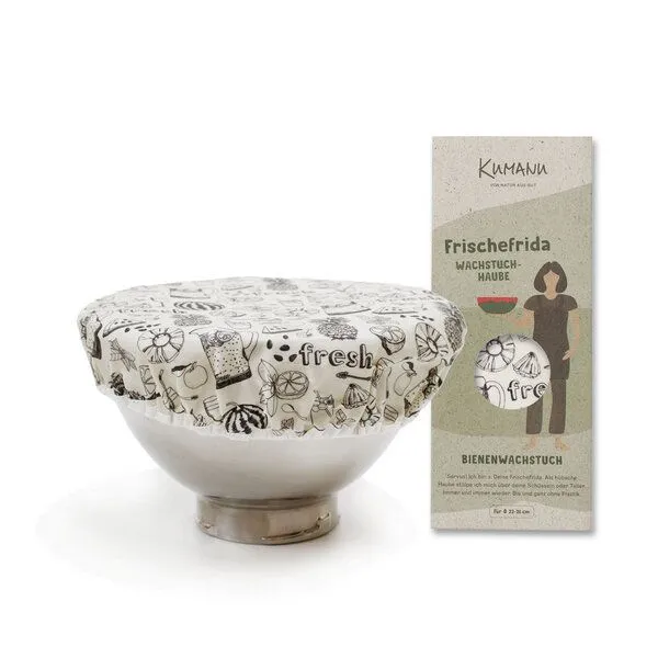 Kumanu - von Natur aus gut Kumanu - von Natur aus gut Bienenwachstuch Haube "Frischefrida" | ø 22-26cm | aus Bio-Bienenwachs, Fresh, – Produktbild 1 von 4