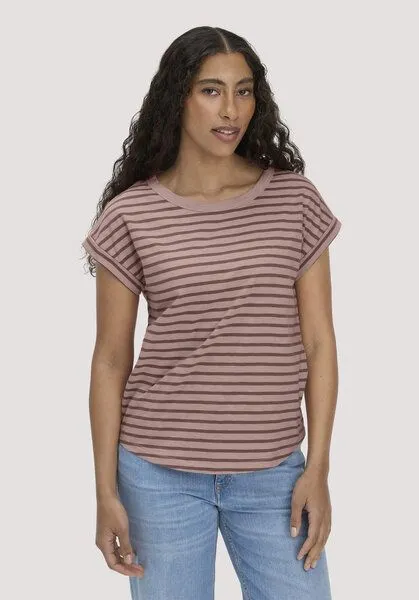 hessnatur hessnatur Light Slub Streifen T-Shirt Relaxed aus reiner Bio-Baumwolle, Rosé, – Produktbild 1 von 5