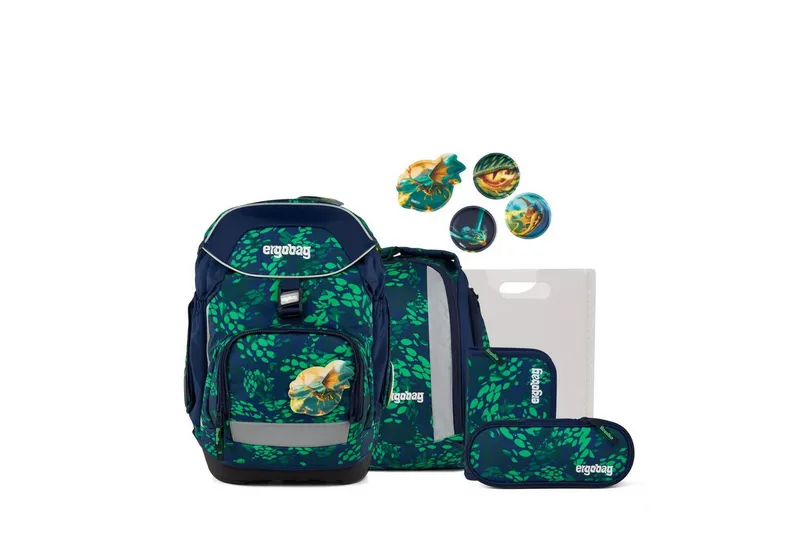 Ergobag Ergobag Schulranzen Schulranzen-Set PACK DrachenbezwingBär 6-teilig (6-teilig), ergonomisch, höhenverstellbar, Your-Size-System, Grün, – Produktbild 1 von 5