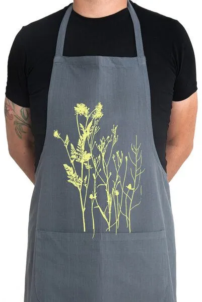 Hirschkind Hirschkind Bio- & Fair-Trade-Schürze "Wilde Wiese" handgewebt grau – Produktbild 3 von 3