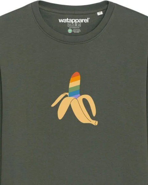 watapparel watapparel Sweatshirt Unisex Rainbow Banana, Khaki, – Produktbild 3 von 3