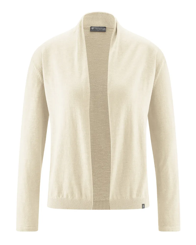 HempAge Hempage Damen vegan Strickjacke Mit Schalkragen Naturfarben, Weiß, – Produktbild 1 von 2