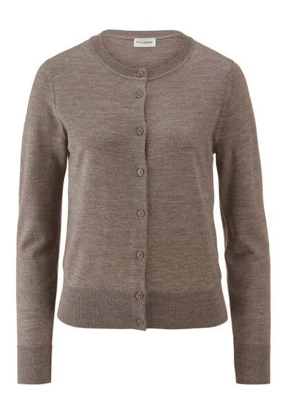 hessnatur hessnatur Strickjacke Regular aus reiner Bio-Merinowolle, Dunkles mauve, – Produktbild 3 von 4