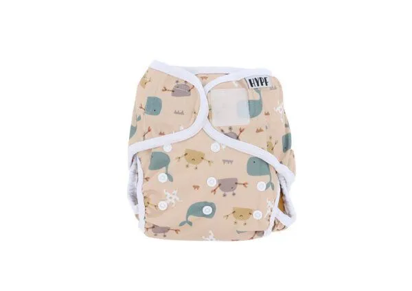 Hypf Hypf Stoffwindel Überhose (Klett) One Size 4-16kg, Grabs & whales (beige), – Produktbild 2 von 4