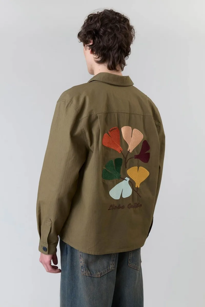 Yahmo Yahmo Herren vegan Jacke Workwear Bestickte Fritz Olive, Olivgrün, – Produktbild 2 von 2