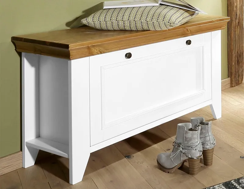 OTTO home Schuhbank Skandinavia, aus massiver Kiefer, Weiß, – Produktbild 2 von 5