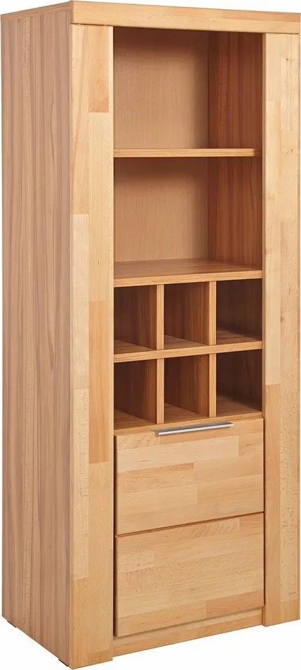 OTTO home Vitrine ZARA81, 2 Fächer geschlossen, geölt, Wohnzimmer, teilmassiv Kernbuche B/T/H:60/40/145cm, Front massivholz, Tür L/R, wein Regal, Griffleiste, Braun, – Produktbild 4 von 5