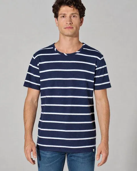 HempAge HempAge Herren Streifen T-Shirt Hanf/Biobaumwolle, Navy(blau), – Produktbild 2 von 4
