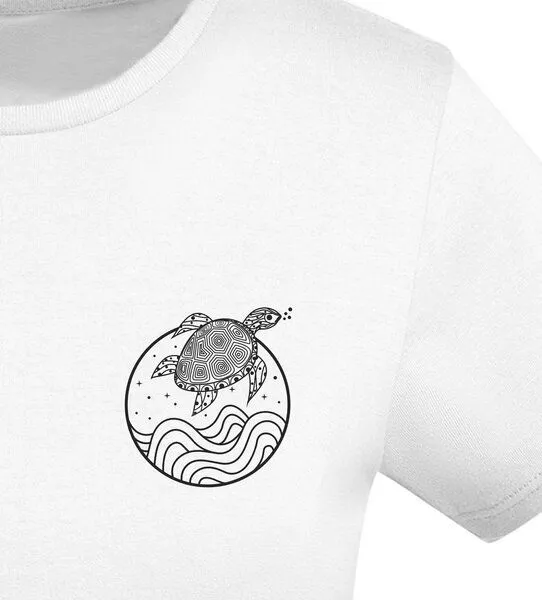 vis wear vis wear Schildkröte zwischen Ozean und Wellen - Damen Organic Shirt, Weiss, – Produktbild 2 von 4