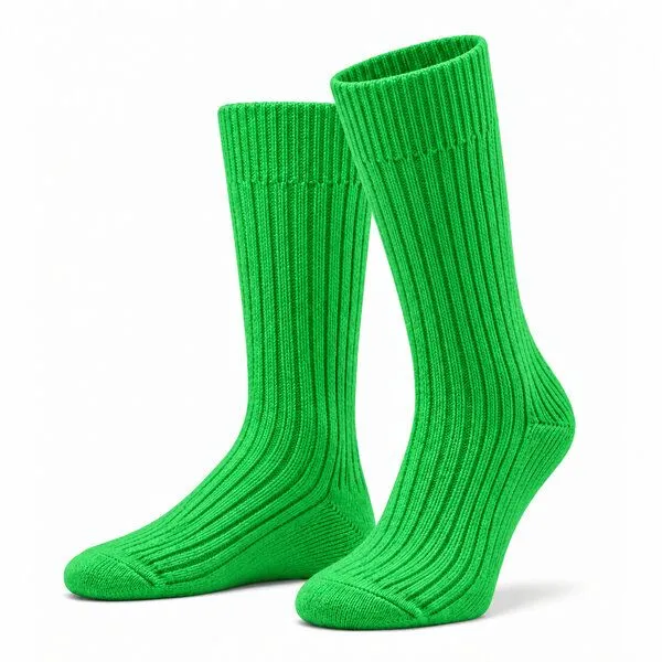 Opi and Max Opi and Max Wollsocken Damen Socken Bio-Wolle & Bio-Baumwolle GOTS Warme Rippstrick, Apfelgrün, – Produktbild 1 von 2